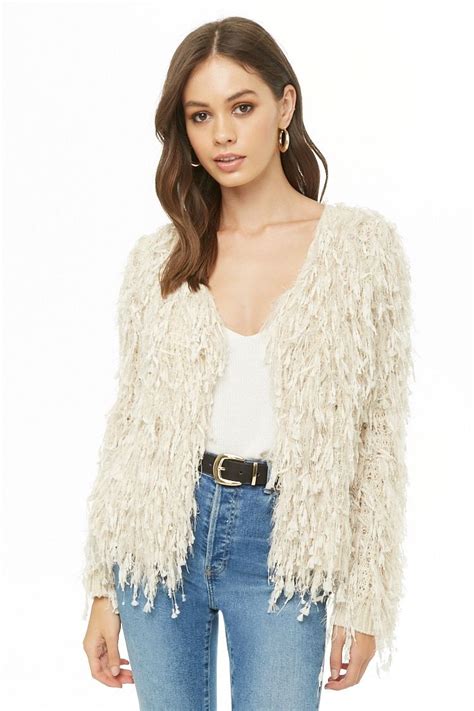 Shaggy Fringe Cardigan Fringe Cardigan Fashion Open Knit Cardigan