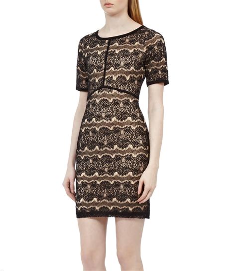 Lyst Reiss Sonia Lace Bodycon Dress In Black