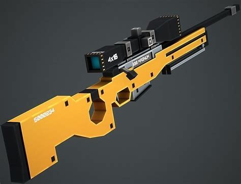 Blocky Stylized Awp Sniper Rifle Low Poly Game Ready Free Vr Ar