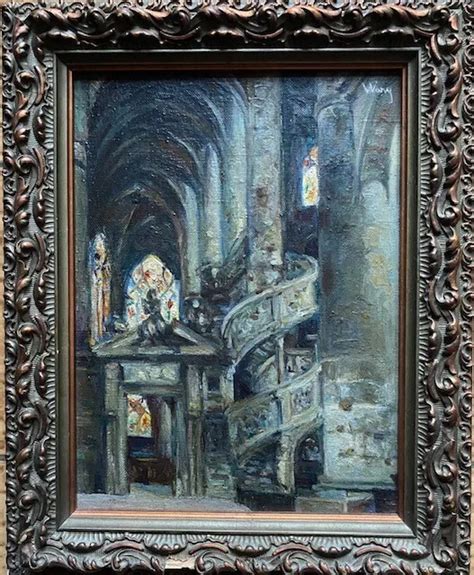 Peinture Huile Sur Toile Int Rieur D Eglise Ou Cath Drale Sign E Wary