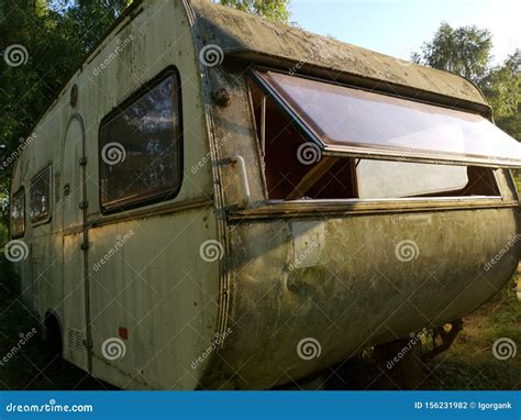 Old Rusty Travel Trailer Camper Van Caravan Stock Photo Image Of