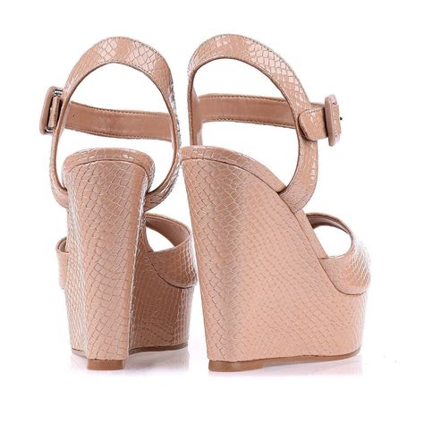 Plataforma Salto Alto Nude UZA Shoes Sapatos Femininos