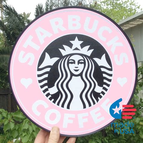 Starbucks Coffee Pink/black Logo With Hearts, as a Framed Round Poster ...