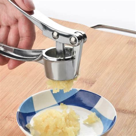 Hot Stainless Steel Garlic Press Squeezer Masher Manual Handle Cutting