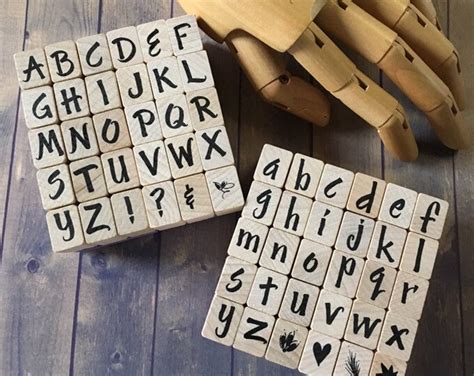 Alphabet Rubber Stamp Set 30-piece Wood Mounted 1/2 Tall Brush Letters ...