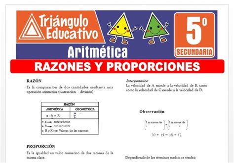 Razones Y Proporciones Para Quinto De Secundaria Fichas Gratis