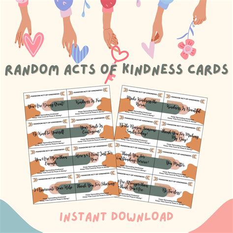 Printable Act Of Kindness Cards Raok Small Acts Random Acts Of