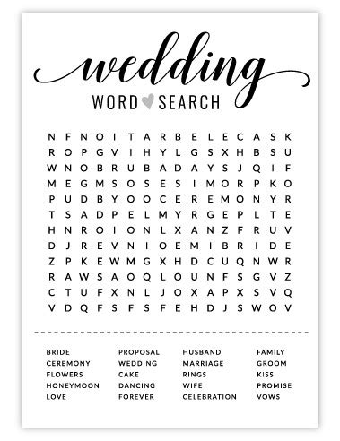 Bridal Shower Word Search Free Printable Free Printable Templates