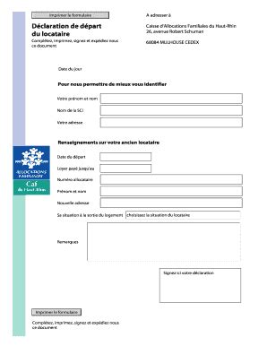 Fillable Online Caf D Claration De D Part Du Locataire Les