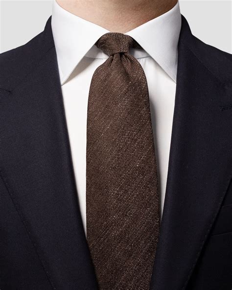 Brown Cotton Linen Tie Eton