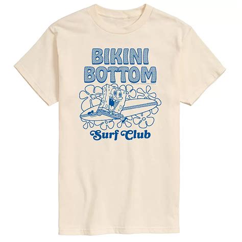Men S SpongeBob SquarePants Bikini Bottom Surf Club Graphic Tee Size