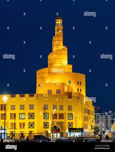 Spiral Mosque By Night Bin Zaid Fanar Islamic Culture Center Doha