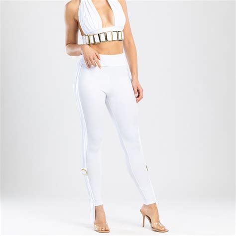 Petisa Halter Neck Bikini Top With Golden Details In White Antoninias Wolf Badger