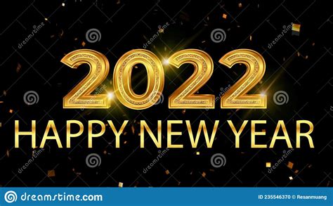 Animation Golden Text Happy New Year 2022 With Golden Ribbons Stock