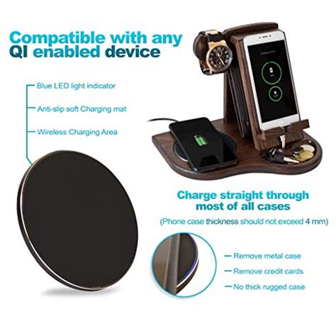 Teslyar Wood Phone Docking Station With Wireless Charger Included Ash