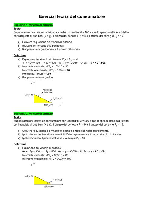 Esercizi Teoria Del Consumatore Esercizi Teoria Del Consumatore