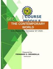 Gec Week Docx Gec Course Module The Contemporary World