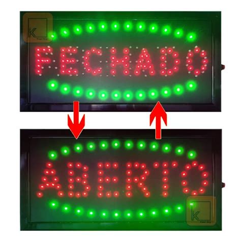 Placa Painel Letreiro Led Luminoso Aberto Fechado 110v Loja Clinica