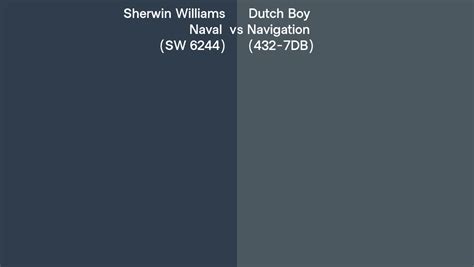 Sherwin Williams Naval SW 6244 Vs Dutch Boy Navigation 432 7DB Side