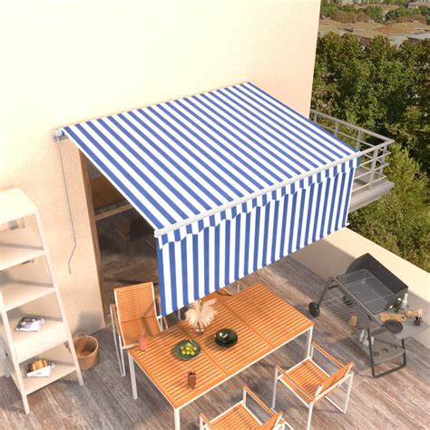 Toldo retrátil manual estore 32 5 m azul e branco Loja Sitio da