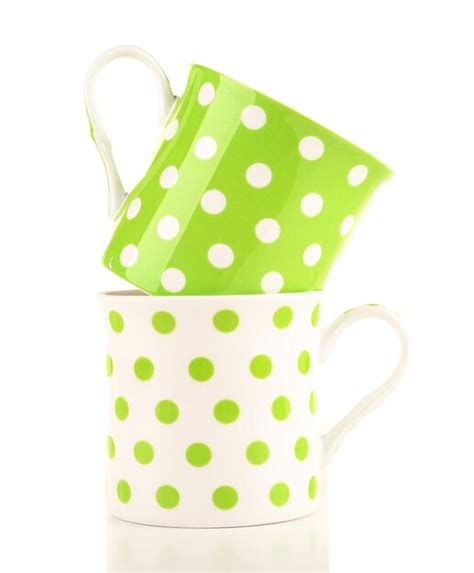 Premium Photo Polka Dot Mugs Isolated On White