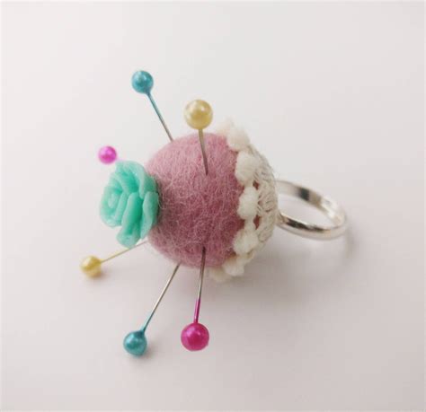 Felted Pin Cushion Ring Sewers Pins Gift For Sewers Gift Etsy Uk