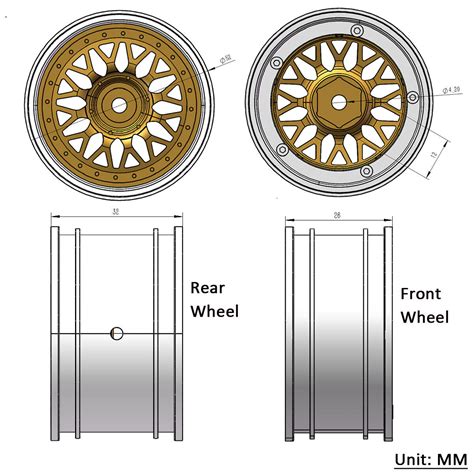 Aluminum Wide Mesh Wheels Set F R Tamiya Ta Ta Porsche Turbo