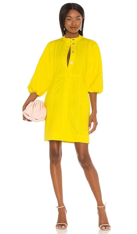 Essentiel Antwerp Zorecast Puffy Sleeved Dress In Clear Yellow REVOLVE