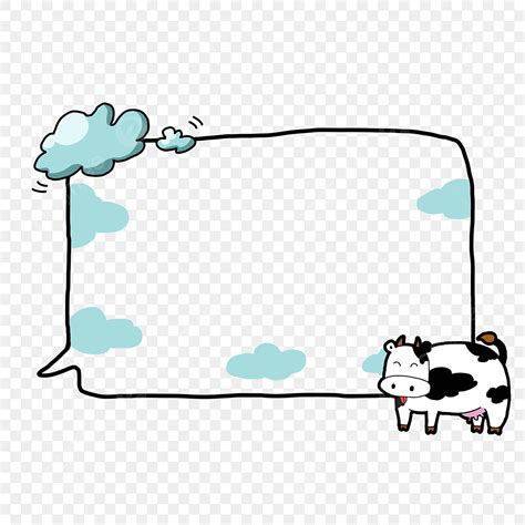 Cow Border Clipart PNG Images, White Cow Blue Clouds Cartoon Border ...