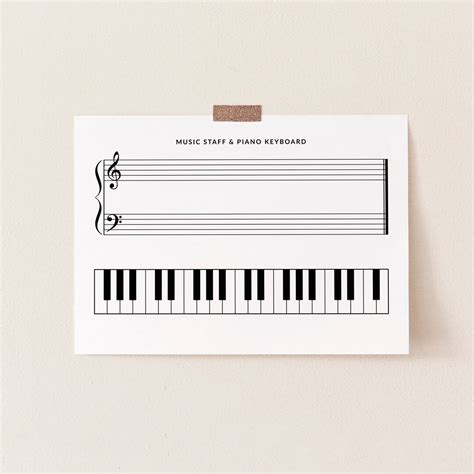 Music Staff and Piano Keyboard Practice Sheet, Piano Practice Printable ...