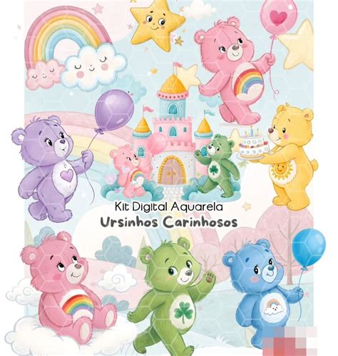 Fundo Ursinhos Carinhosos Png - Kit Digital Ursinhos Carinhosos Aquarela Arquivo em Png