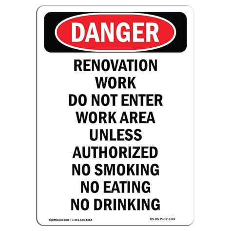 Signmission Safety Sign Osha Danger 7 Height Portrait Renovation Work Do Not Enter Portrait