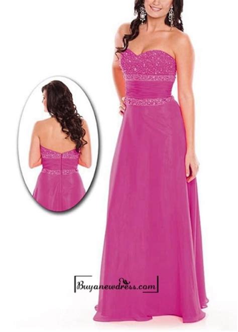 Attractive Chiffon Sheath Strapless Sweetheart Neckline Beaded Top Full Length Prom Dress