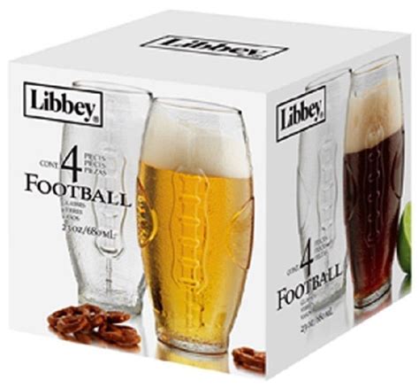 Set Of 4 Libbey Football Shaped Clear Beer Glasses 23oz For Sale Online Ebay Beer Glass Set