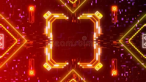 Red Neon Cyber Background. Digital Hud Illustration. Red, Yellow Glowing Lights. Stock ...