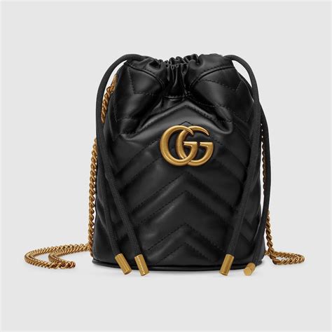 Black Leather Gg Marmont Mini Bucket Bag Gucci Us