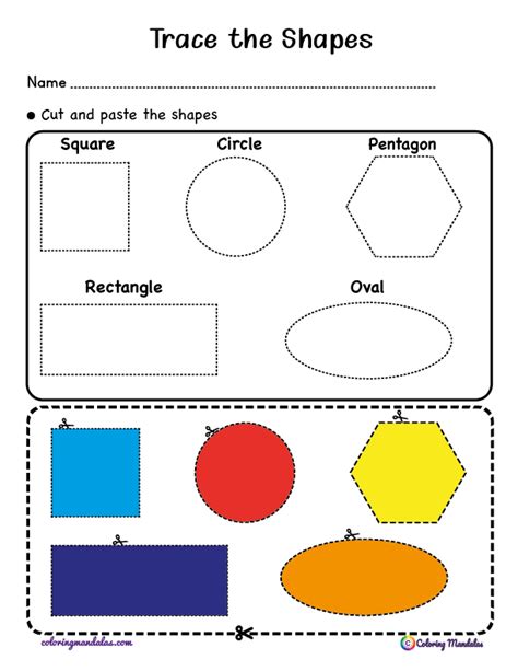 Cut an paste shapes worksheet 01 - Worksheets for Kids - Worksheets Library