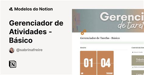 Modelo Gerenciador De Atividades B Sico Marketplace Do Notion