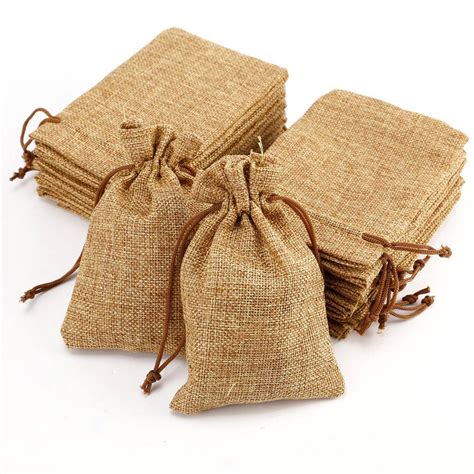 Linen Cotton Packaging Bag Small Drawstring Tea Gift Pouches Jute