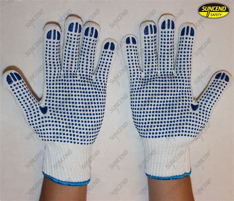 Pvc Dotted Cotton Working Gloves Knitted Polycotton Gloves