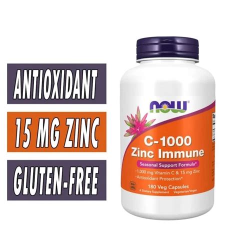 C 1000 Zinc Immune Antioxidant Protection NOW Foods