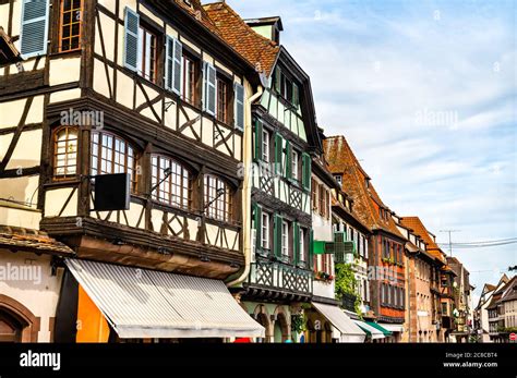 Traditional Half Timbered Houses In Obernai Alsace France Stock