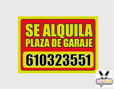 Cartel De Se Alquila Plaza De Garaje En Vinilo Adhesivo 05283