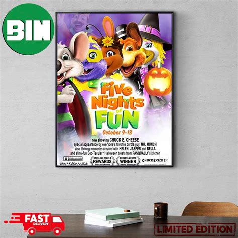 Chuck E Cheese Five Nights Of Fun Fnaf Parody Event Poster Canvas Binteez