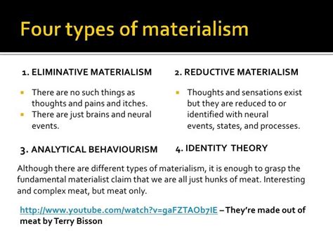 Four Types Of Materialism Materialism Psychology Sensation