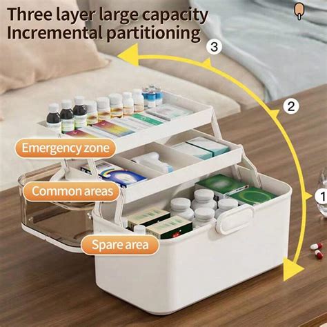 Caixa De Armazenamento De Medicamentos De Fam Lia De Grande Capacidade