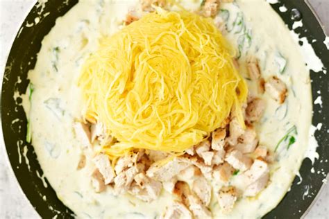 Spinach Artichoke Spaghetti Squash With Chicken The Gunny Sack