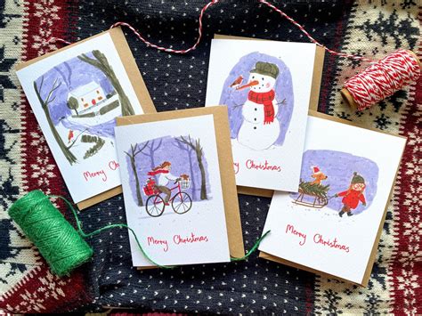 Christmas Card Multipack X X Mm Xmas Snowman Winter A