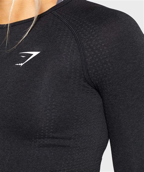 Gymshark Vital Seamless Long Sleeve Crop Top Black Marl In 2020