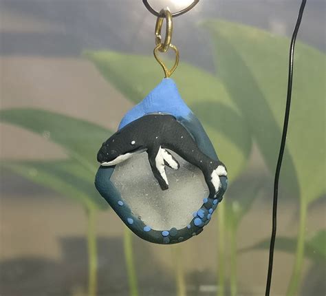 OOAK Humpback Whale Sea Glass Pendant Polymer Clay Cute Etsy